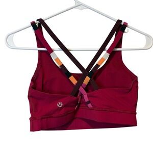 Lululemon Sports Bra Womens 6 Berry‎ Red Strappy Back Colorblock Activewear